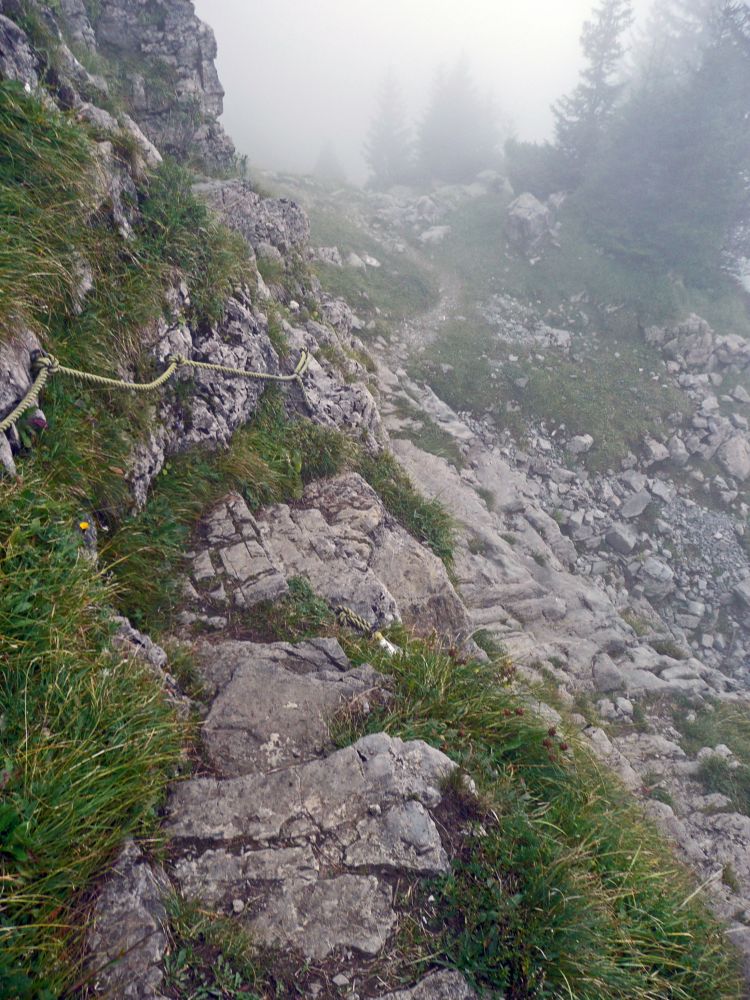 Seilsicherung auf Abkürzungsroute