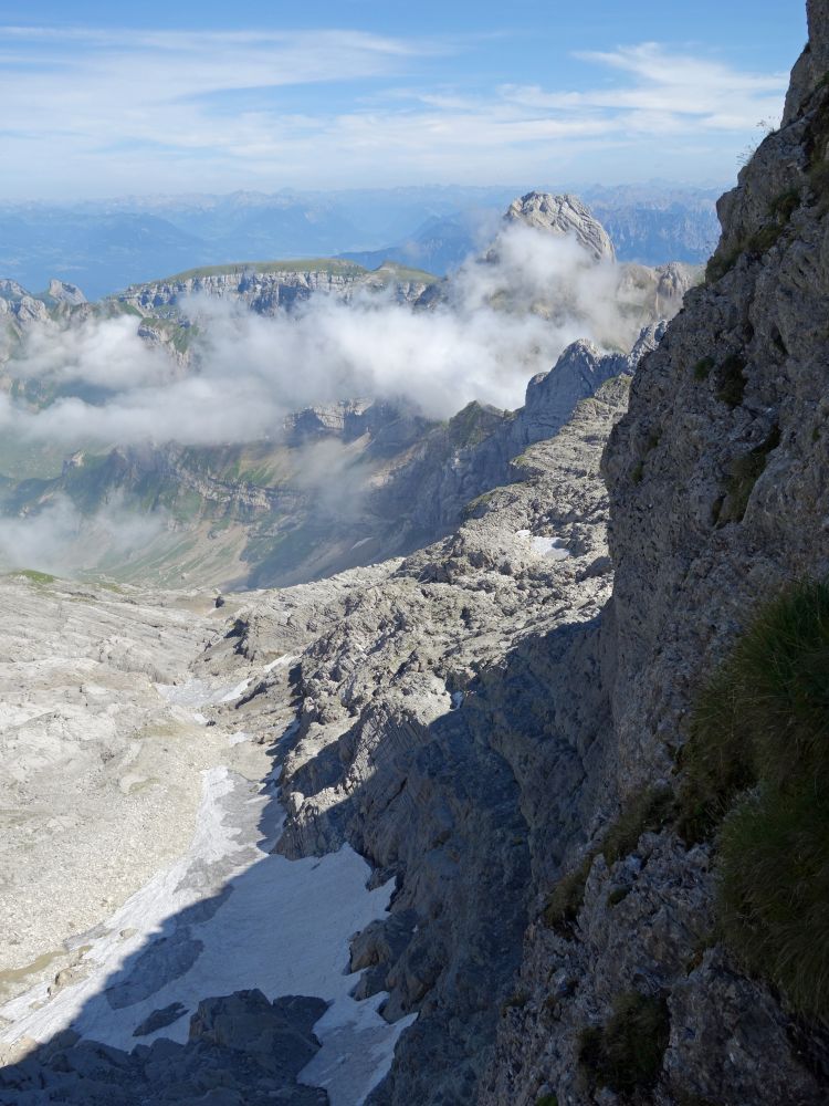 Schneefeld und Wolken am Altmann