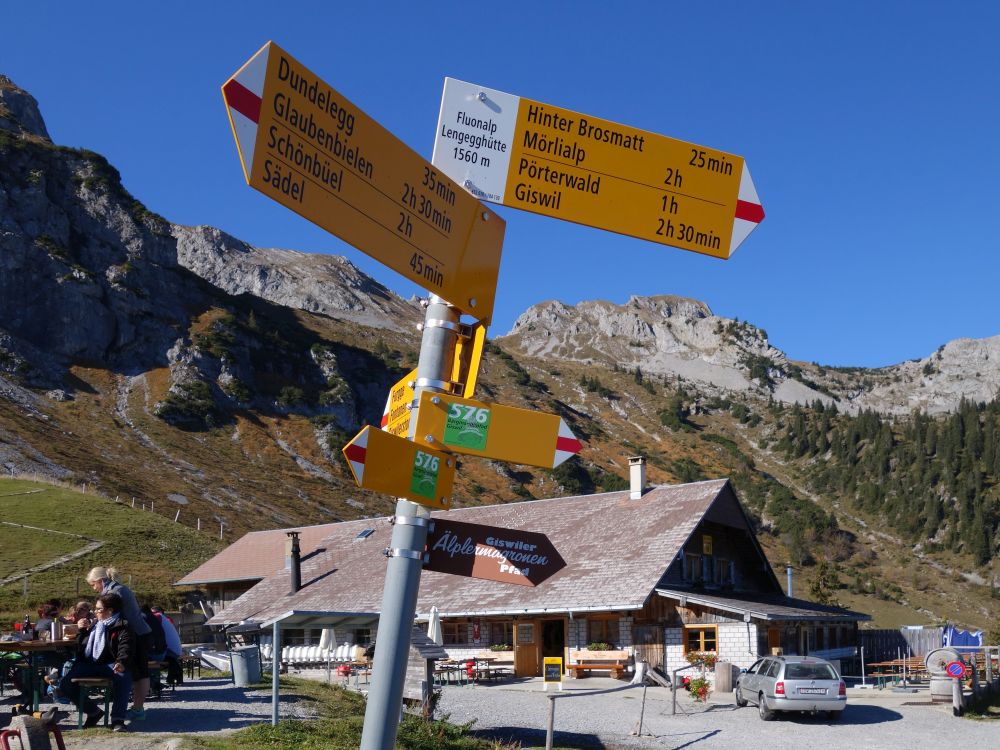 Wanderwegweiser bei Fluonalp