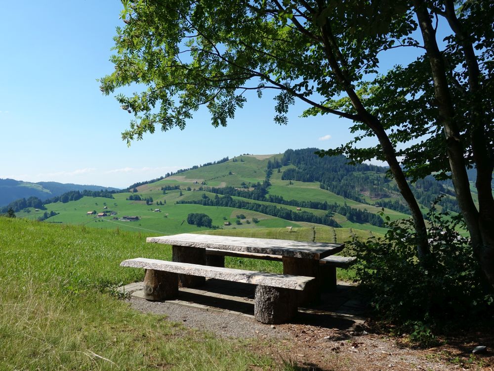 Rastbank mit Blick zum Morgartenberg