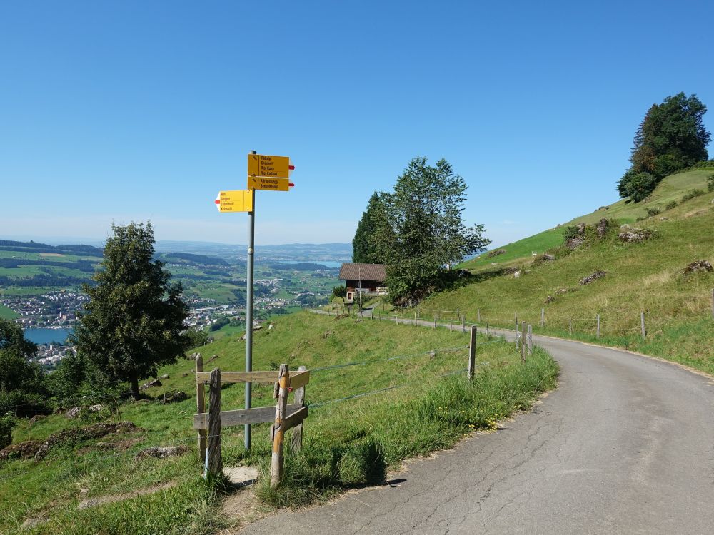 Wanderweg kreuzt Bergsträsschen