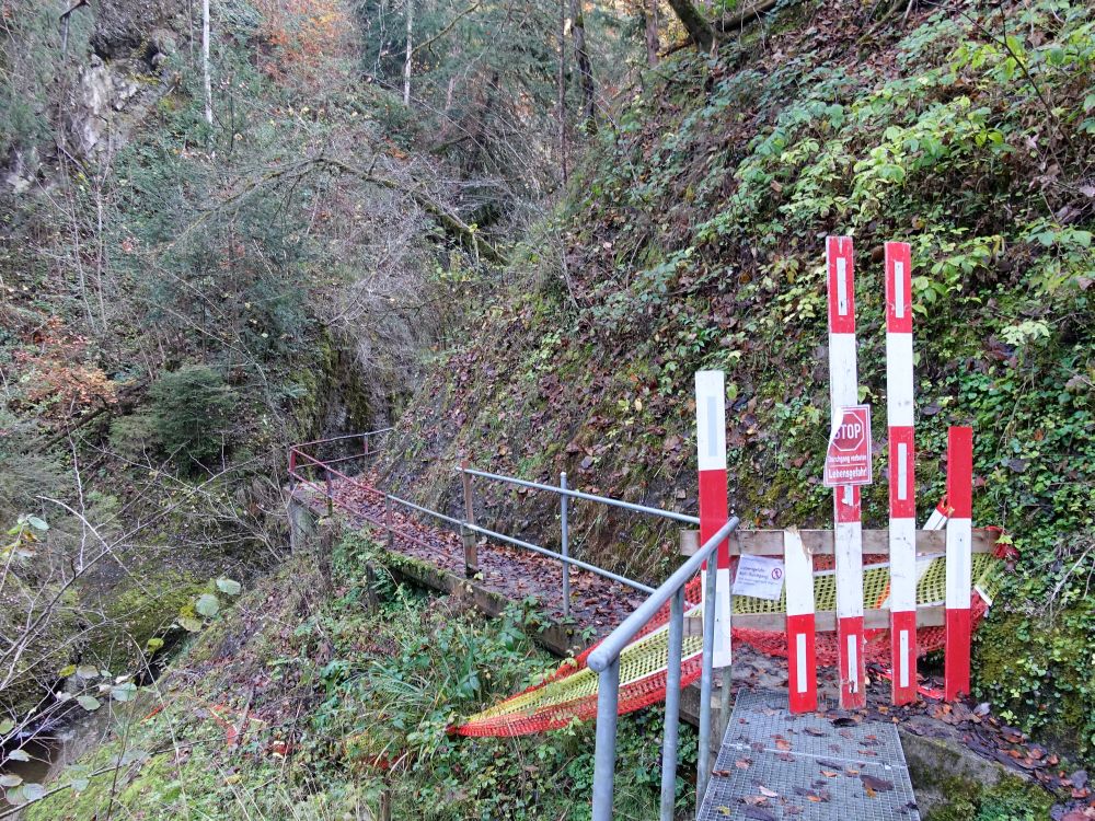 Absperrung im Neuhüslerobel