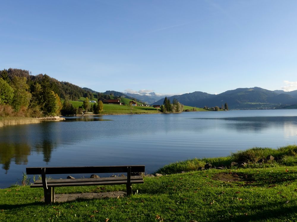 Sitzbank am Sihlsee bei Langrüti