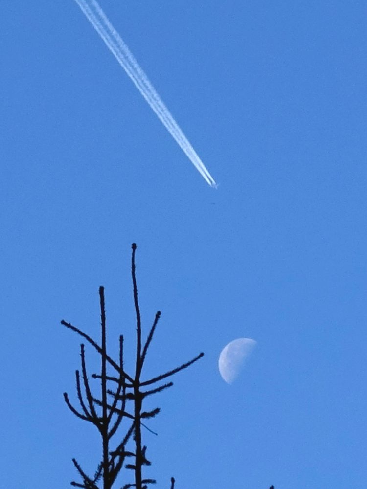 Flugzeug und Mond