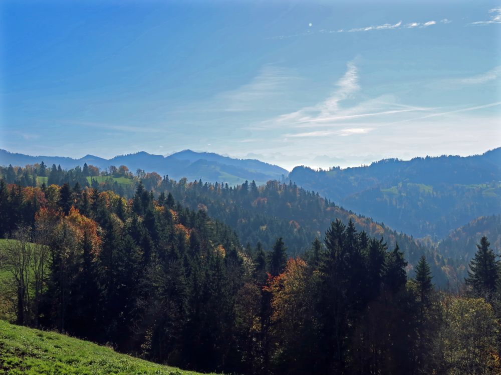 Blick Richtung Süden, Alpen im Dunst