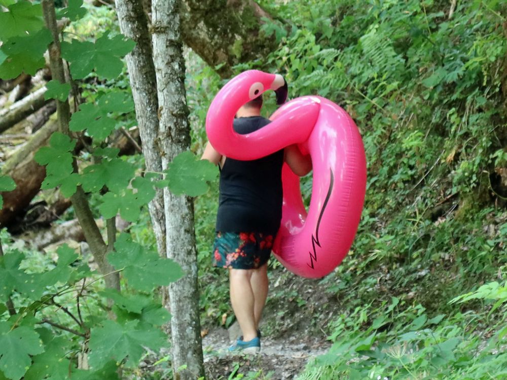 Badegast mit Schwimmente