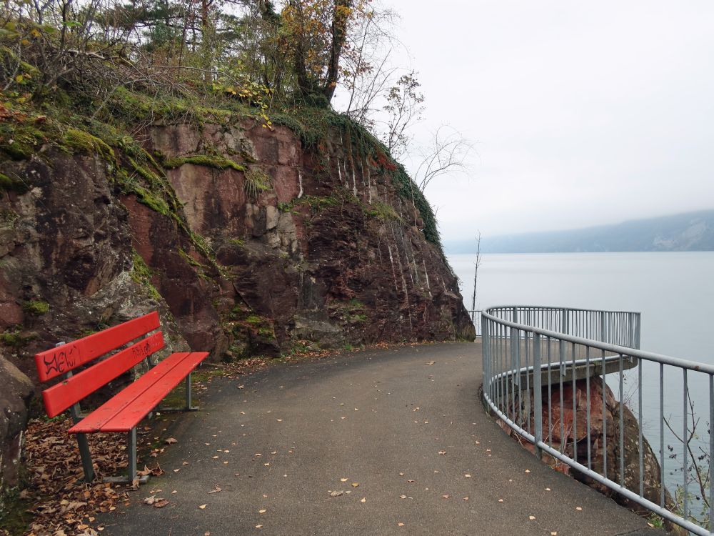 Fussweg mit Sitzbank am Walensee