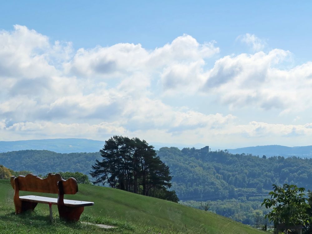 Sitzbank mit Blick zum Schloss Habsburg