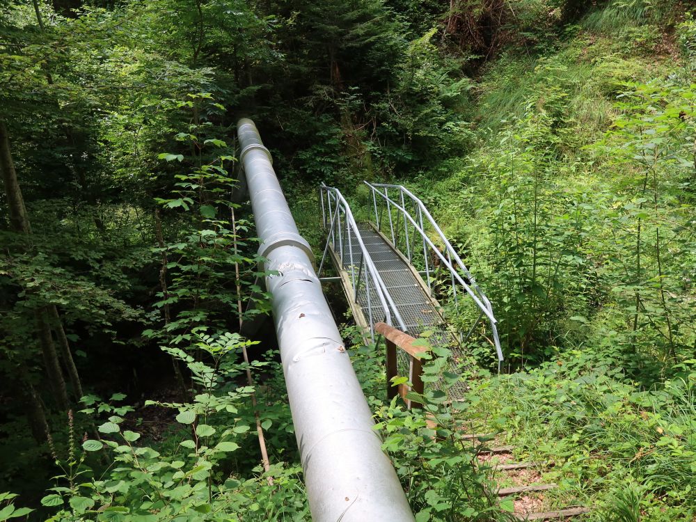 Steg mit Wasserleitung übern Hünibach