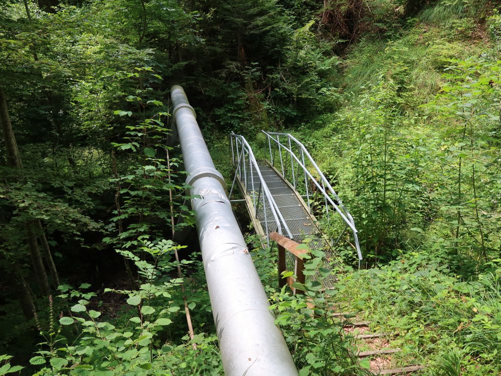 Steg mit Wasserleitung übern Hünibach