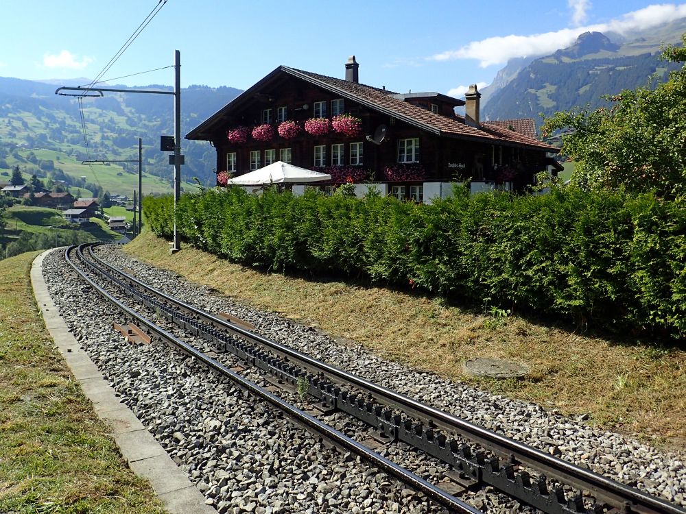 Holzhaus an der Bahnlinie