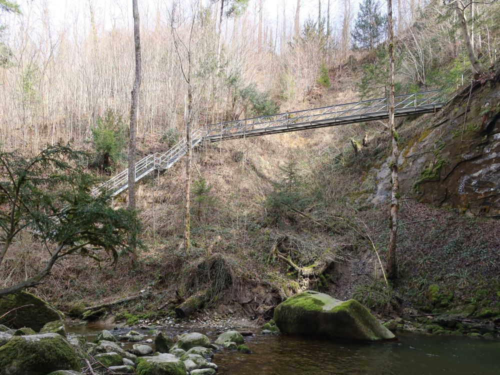 Treppe und Steg am Aabach-Wasserfall