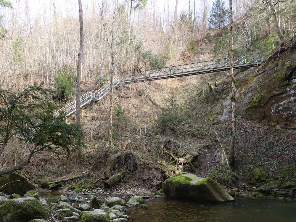 Treppe und Steg am Aabach-Wasserfall