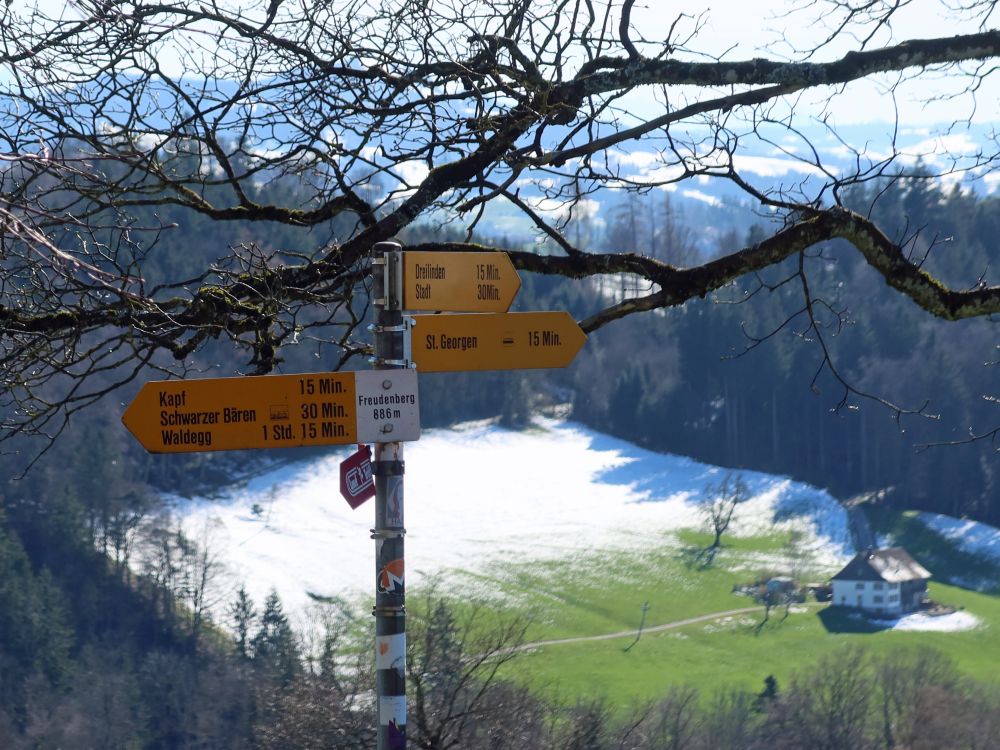 Wanderwegweiser am Freudenberg