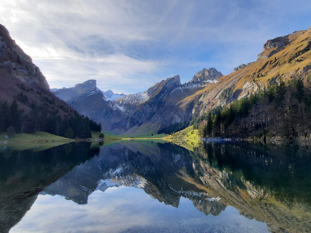 Seealpsee mit Rossmad, Säntis, Altenalp Türm, u.a.