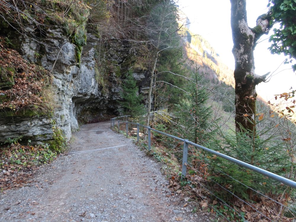 Weg unter der Felswand