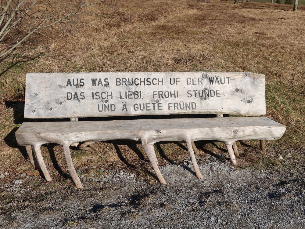 Sitzbank mit Spruch