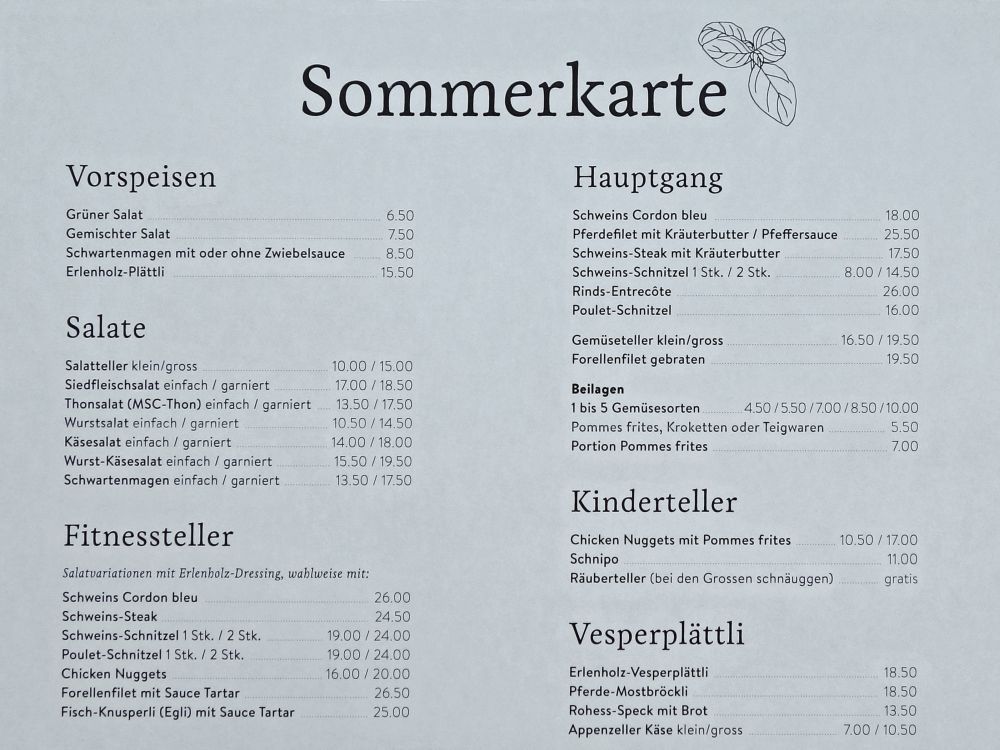 Sommerkarte Erlenholz