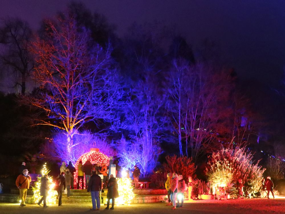 Menschen bei der Weihnachtskugel