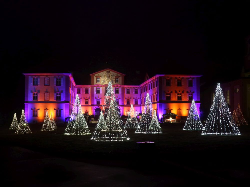 Funkelnder Lichterwald am Schloss