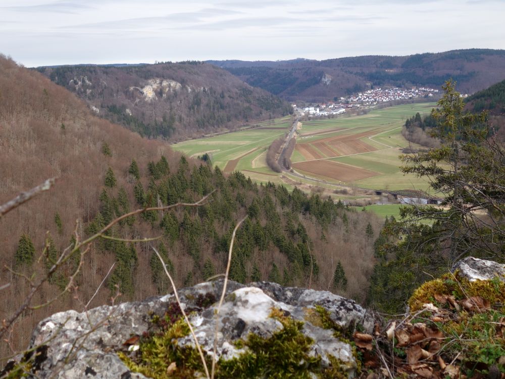 Blick nach Fridingen vom Lochfelsen aus