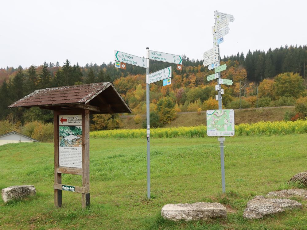 Infotafel und Wegweiser