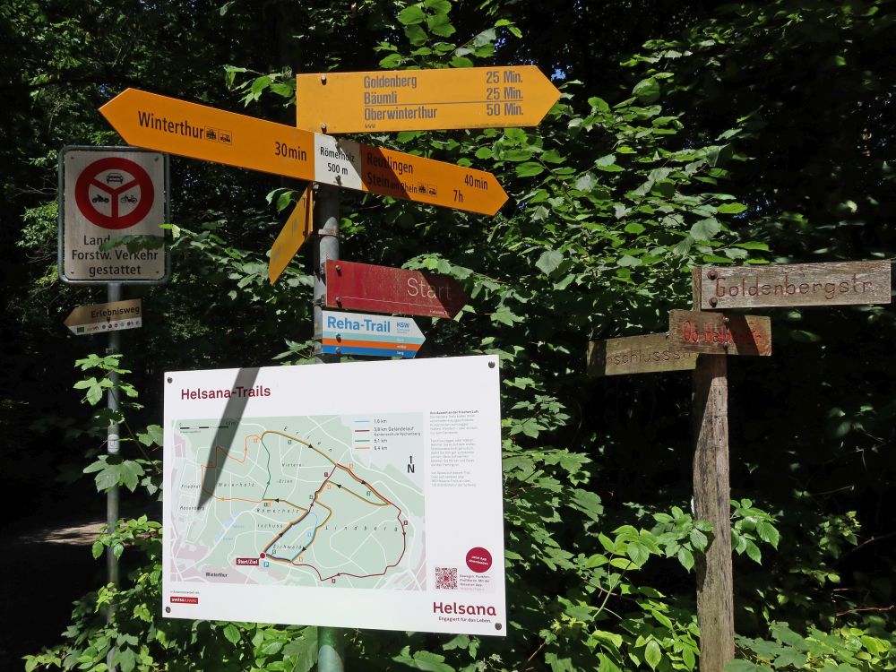 Wanderwegweiser und Infotafel
