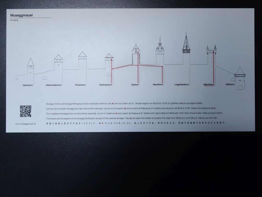 Infotafel zu den Türmen an der Museggmauer