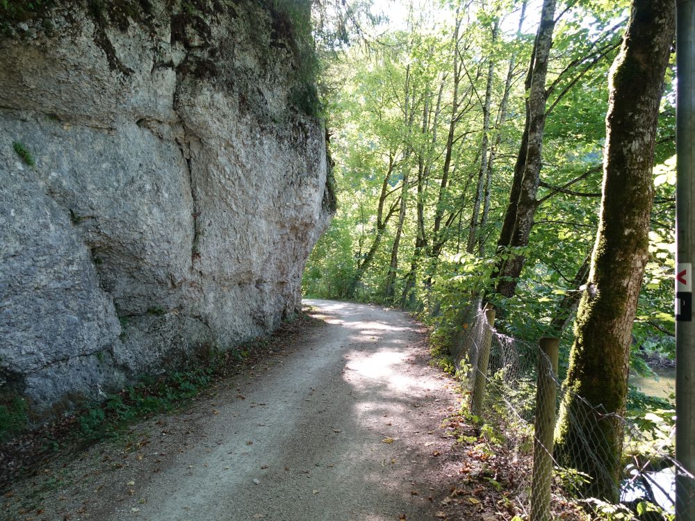 Donauweg unter einer Felswand