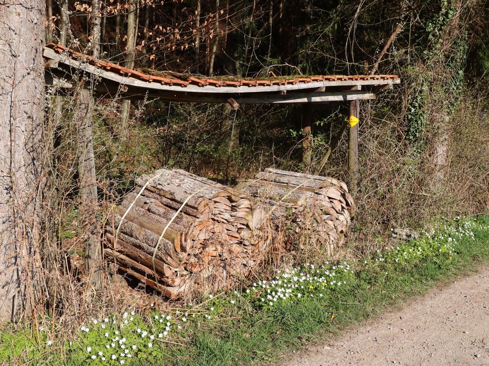 Brennholz unterm Ziegeldach