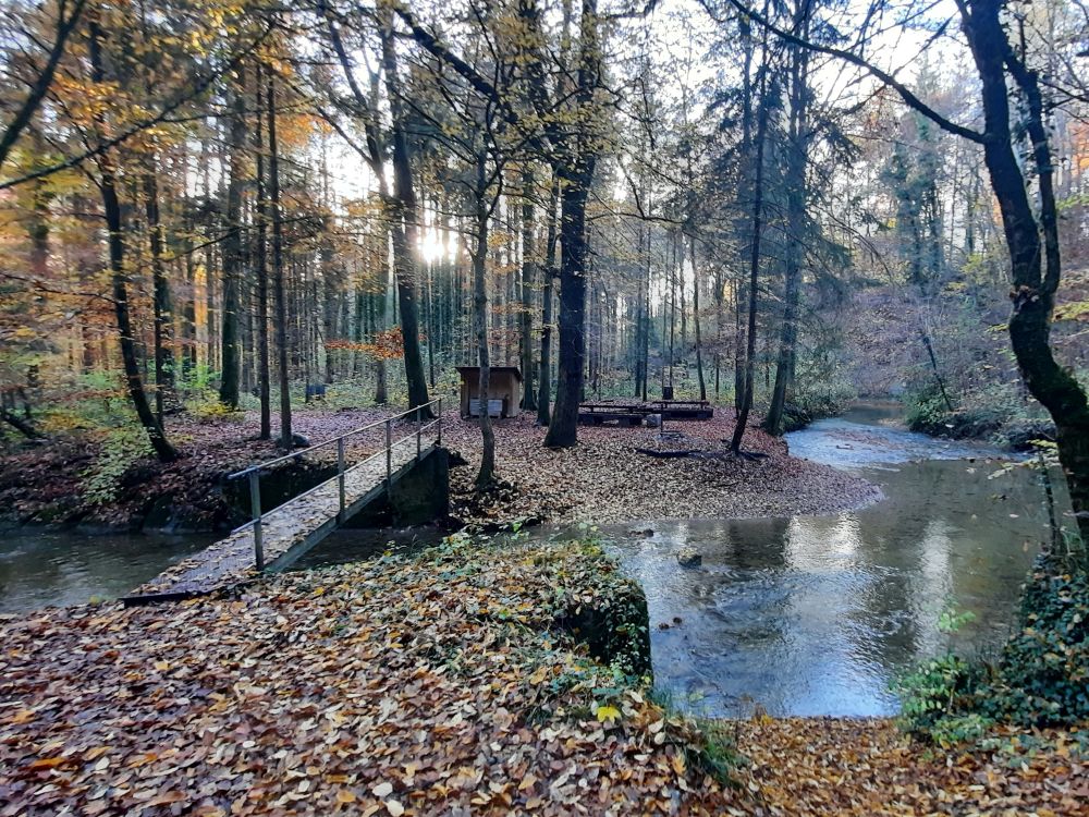 Steg und Feuerstelle am Chemebach