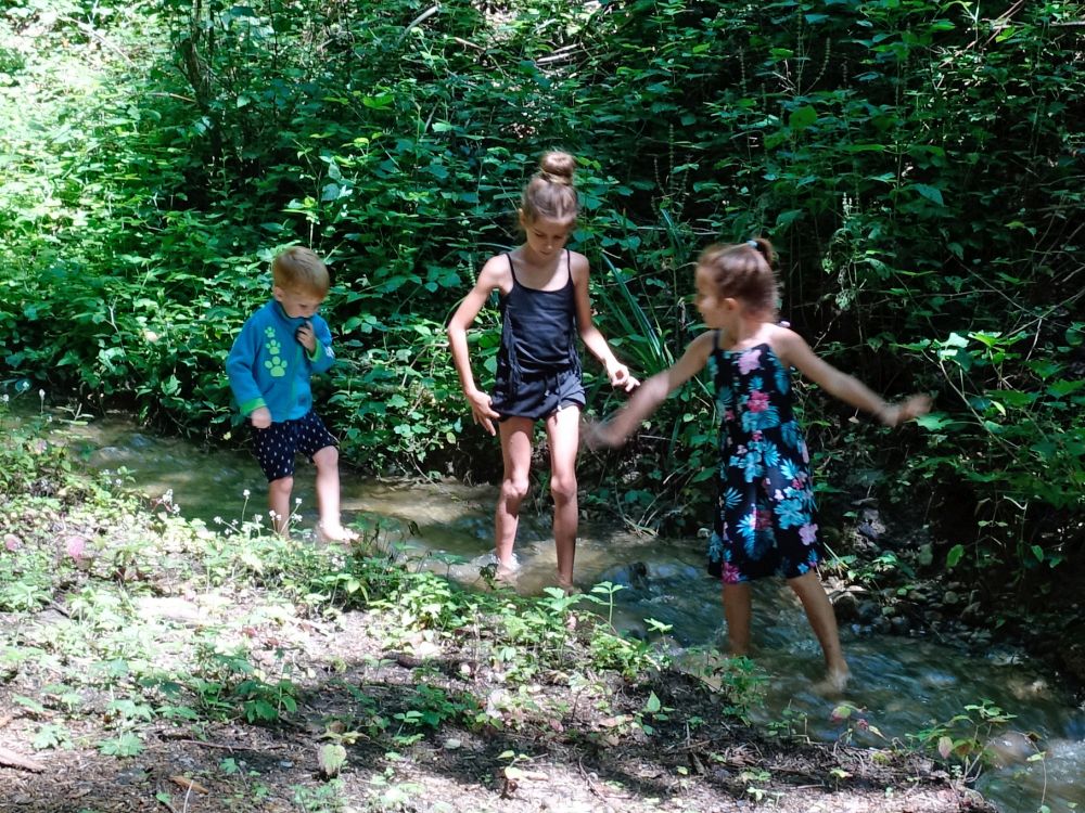 spielende Kinder in Sonnentaler Dorfbach