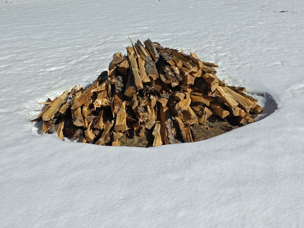 Holzstapel im Schnee