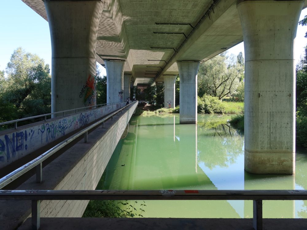 Fusssteg und Autobahnbrücke