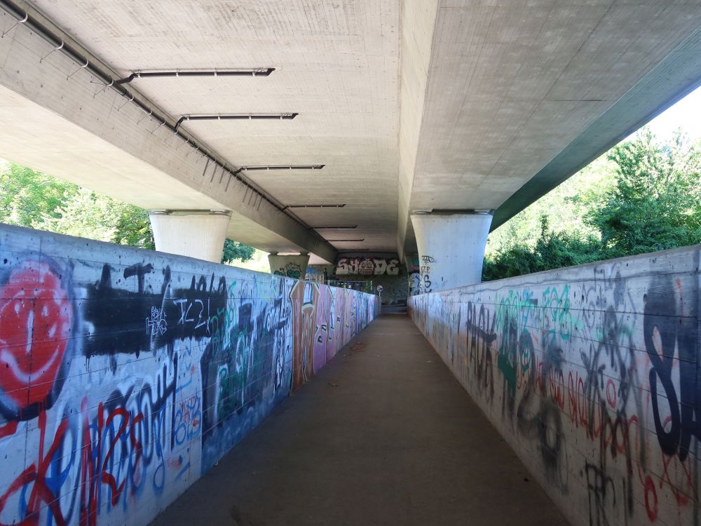 Fusssteg und Autobahnbrücke