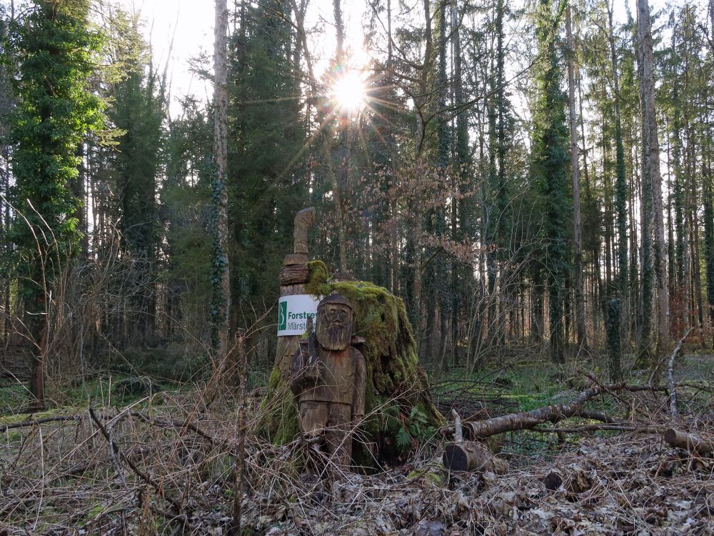 Holzfigur und Sonnenstern