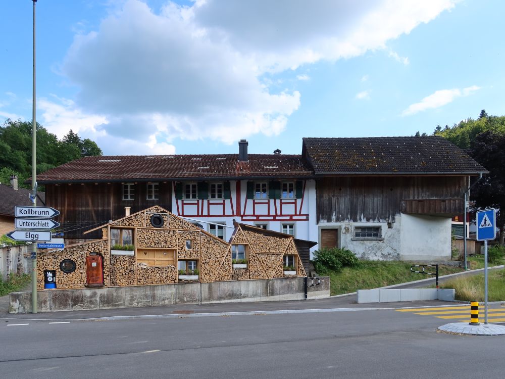 Fassade aus Brennholz