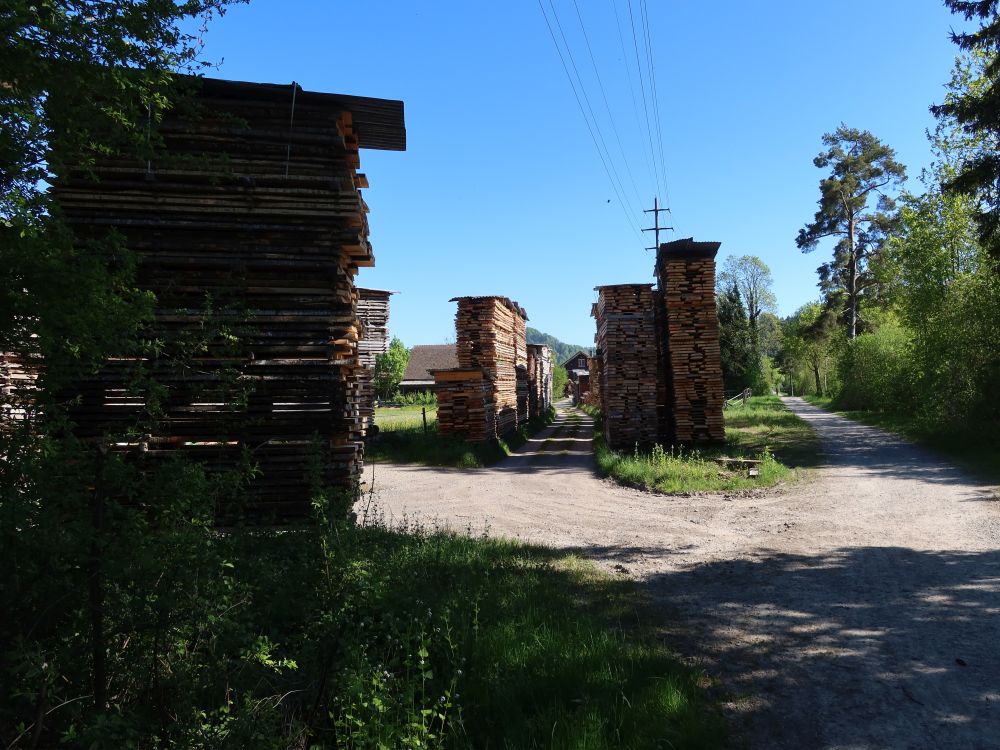 Holzstapel bei der Sägerei
